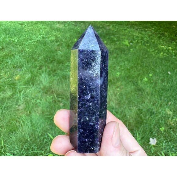 3" Lepidolite Crystal Tower: Polished Purple Mica Point, Anxiety Relief #3 - Picture 5 of 10